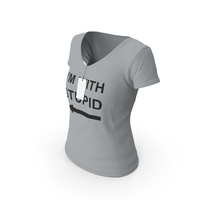 Female V Neck Worn With Tag Gray Im With Stupid PNG & PSD Images