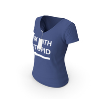 Female V Neck Worn With Tag Dark Blue Im With Stupid PNG & PSD Images