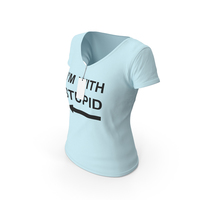 Female V Neck Worn With Tag Blue Im With Stupid PNG & PSD Images