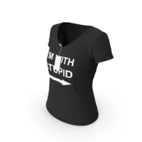 Female V Neck Worn With Tag Black Im With Stupid PNG & PSD Images