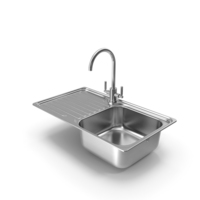 Single Bowl Kitchen Sink with Drainboard and Tap PNG & PSD Images
