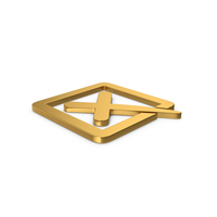 Gold Symbol X Mark Box PNG & PSD Images