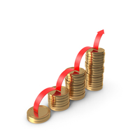 Gold Coins and Uptrend Arrow PNG & PSD Images