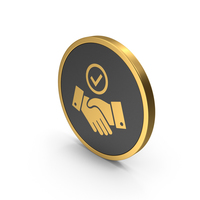 Gold Icon Handshake With Checkmark PNG & PSD Images