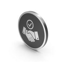 Silver Icon Handshake With Checkmark PNG & PSD Images