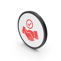 Icon Handshake With Checkmark Red PNG & PSD Images