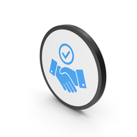 Icon Handshake With Checkmark Blue PNG & PSD Images