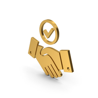Symbol Handshake With Checkmark Gold PNG & PSD Images