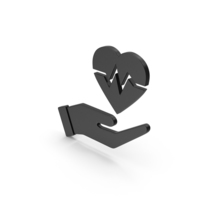 Symbol Medical Heart In Hand Black PNG & PSD Images
