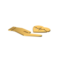 Gold Symbol Medical Heart In Hand PNG & PSD Images