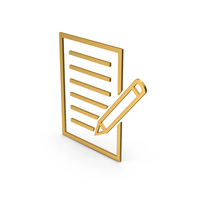Symbol Document With Pen Gold PNG & PSD Images