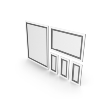White Framed Paintings with Black Border PNG & PSD Images