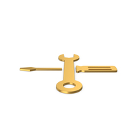 Gold Symbol Screwdriver And Wrench PNG & PSD Images