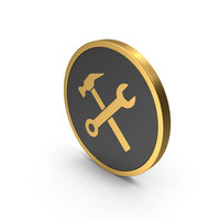 Gold Icon Wrench And Hammer PNG & PSD Images