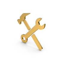 Symbol Wrench And Hammer Gold PNG & PSD Images