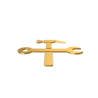 Gold Symbol Wrench And Hammer PNG & PSD Images