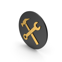 Wrench And Hammer Gold Icon PNG & PSD Images
