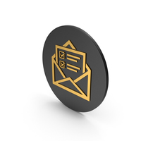 Envelope With Checklist Gold Icon PNG & PSD Images