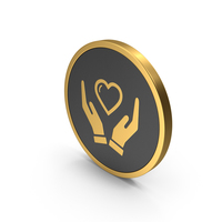 Gold Icon Heart In Hands PNG & PSD Images