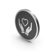 Silver Icon Heart In Hands PNG & PSD Images