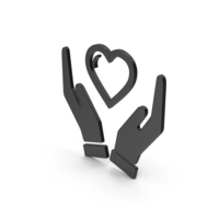 Symbol Heart In Hands Black PNG & PSD Images