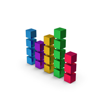 Cube Chart Colored Metallic PNG & PSD Images