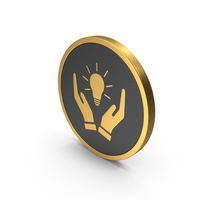 Gold Icon Hands Holding Light Bulb PNG & PSD Images
