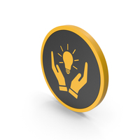 Icon Hands Holding Light Bulb Yellow PNG & PSD Images