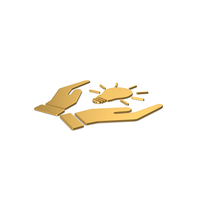 Gold Symbol Hands Holding Light Bulb PNG & PSD Images