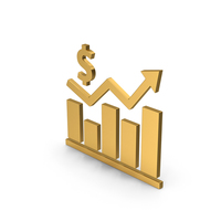 Symbol Graph Chart With Dollar Sign Gold PNG & PSD Images