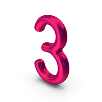 Number 3 Metallic PNG & PSD Images