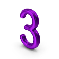 Number 3 Purple Metallic PNG & PSD Images