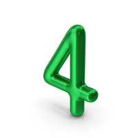 Number 4 Green Metallic PNG & PSD Images