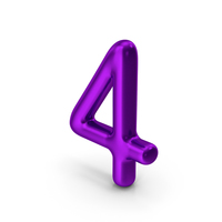 Number 4 Purple Metallic PNG & PSD Images