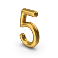 Number 5 Gold PNG & PSD Images