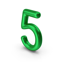 Number 5 Green Metallic PNG & PSD Images