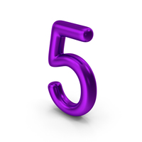 Number 5 Purple Metallic PNG & PSD Images