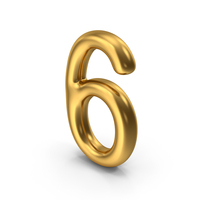 Number 6 Gold PNG & PSD Images