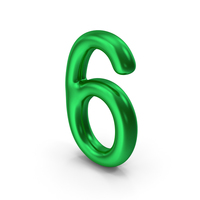 Number 6 Green Metallic PNG & PSD Images