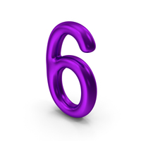 Number 6 Purple Metallic PNG & PSD Images