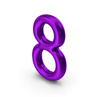 Number 8 Purple Metallic PNG & PSD Images