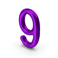 Number 9 Purple Metallic PNG & PSD Images