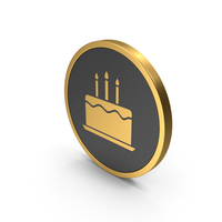 金色图标生日蛋糕PNG和PSD图像