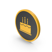 图标生日蛋糕黄色PNG和PSD图像