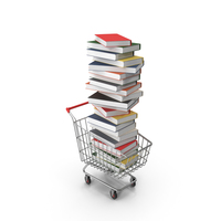 Shopping Cart with Stack of Books PNG & PSD Images