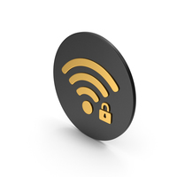WIFI With Password Gold Icon PNG & PSD Images