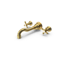 3 Hole Wall Mounted Golden Bathroom Mixer PNG & PSD Images
