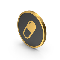 Gold Icon Pill Capsule PNG & PSD Images