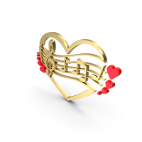 Clef Music Note Heart Gold PNG & PSD Images