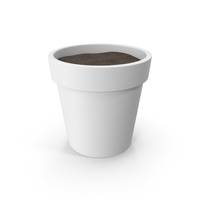 Plant Pot With Soil White PNG & PSD Images